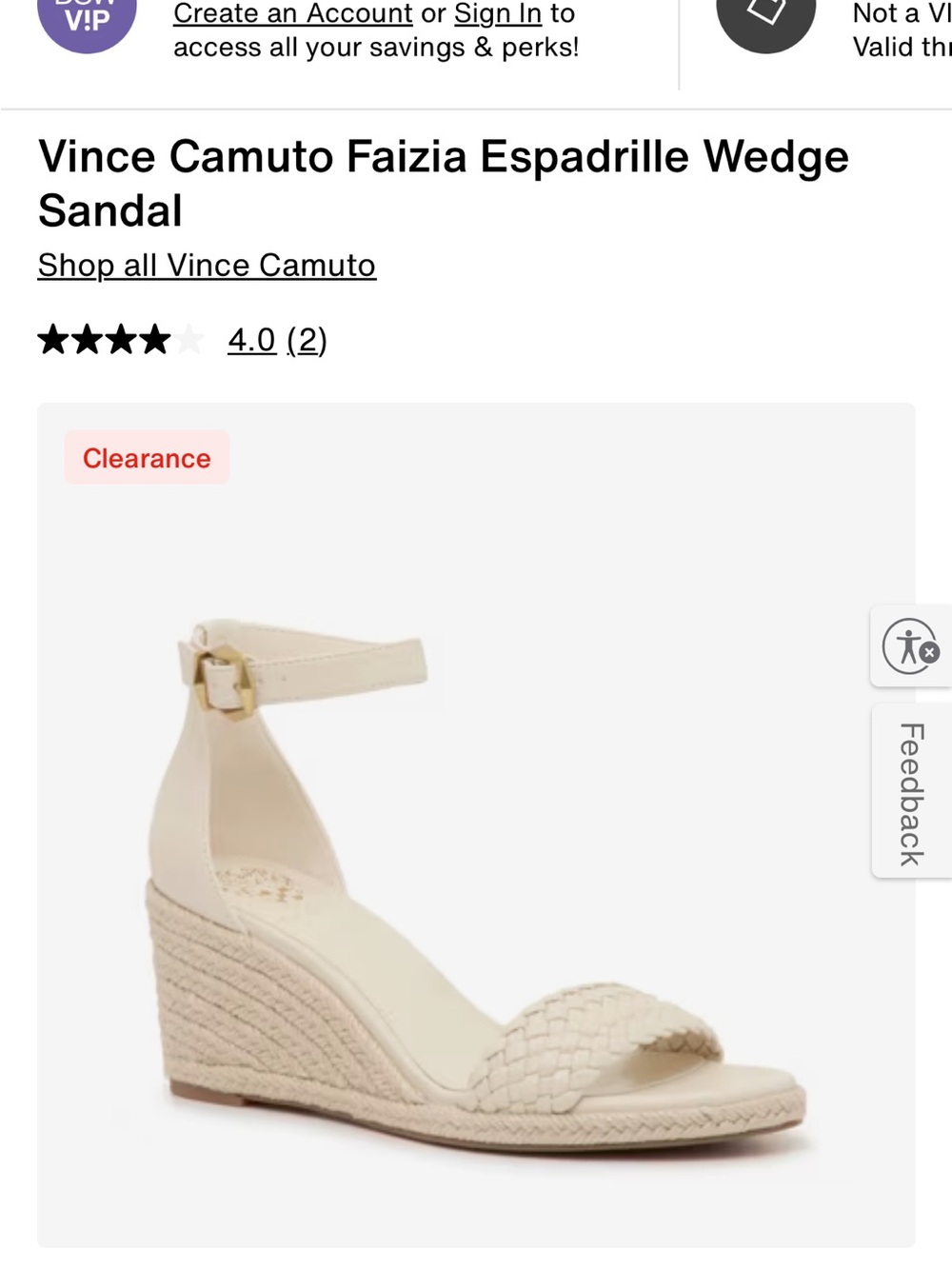 Vince Camuto Cream Braided Espadrille Ankle-Strap Wedge - brand new in box
